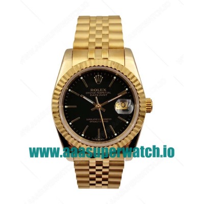 Replica Rolex Datejust 116238 36MM Yellow Gold Black Dial Swiss ETA 2836