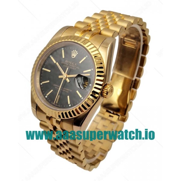 Replica Rolex Datejust 116238 36MM Yellow Gold Black Dial Swiss ETA 2836