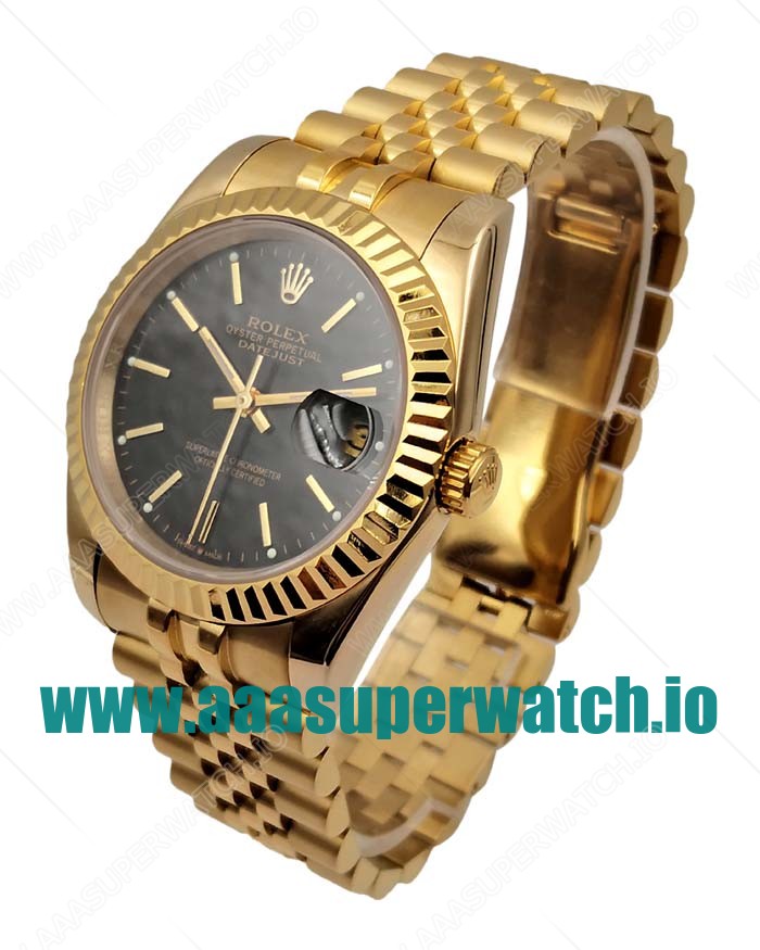 Replica Rolex Datejust 116238 36MM Yellow Gold Black Dial Swiss ETA 2836