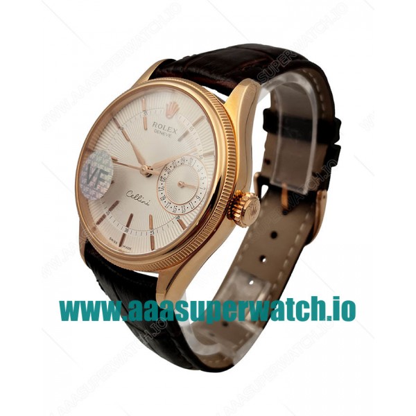 Replica Rolex Cellini Date 50515 VF Rose Gold White Dial Dial Swiss 3165