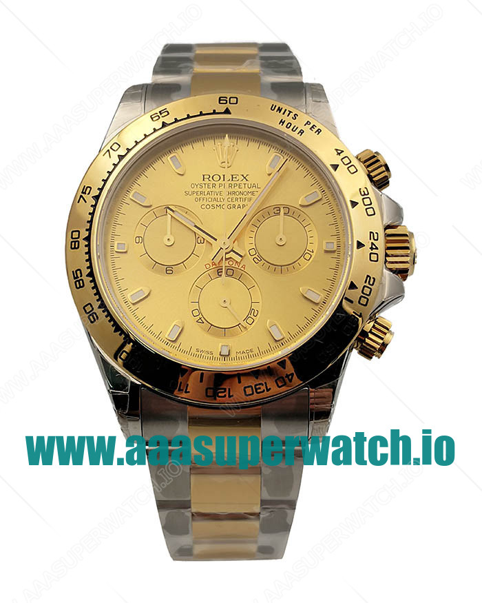 Replica Rolex Daytona Cosmograph 116503 3A 18K Yellow Gold Wrapped & Stainless Steel 904L Champagne Dial Swiss 7750 Run 6@SEC