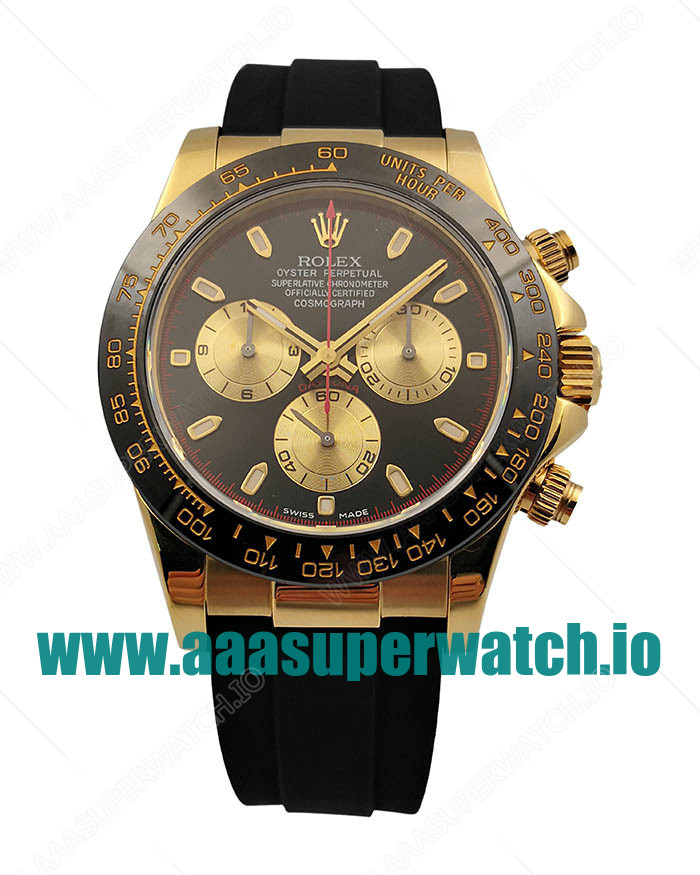 Replica Rolex Daytona Cosmograph 116518LN JH Yellow Gold Black Dial Swiss 4130 Run 6@SEC