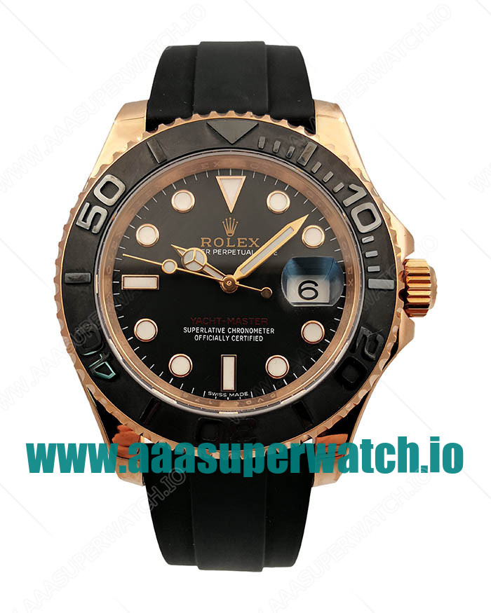 Replica Rolex Yacht-Master 40 116655 AR Rose Gold Black Dial Swiss 3135