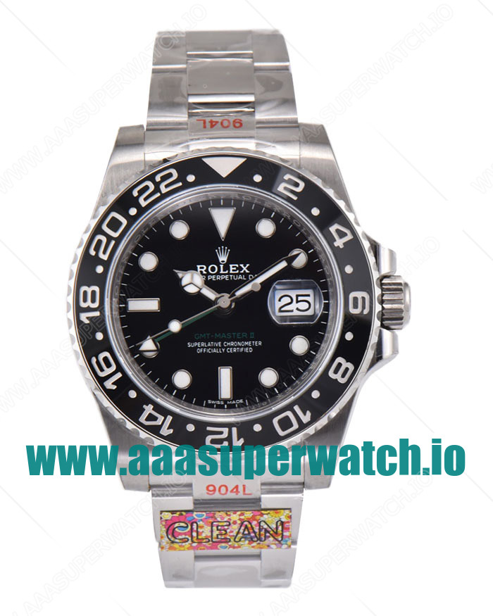 Replica Rolex GMT-Master II 116710LN C Factory Stainless Steel Black Dial Swiss 3186