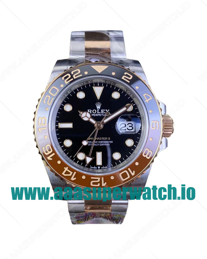 Replica Rolex GMT-Master II 126711CHNR C Factory Stainless Steel & Rose Gold Black Dial Swiss 3186