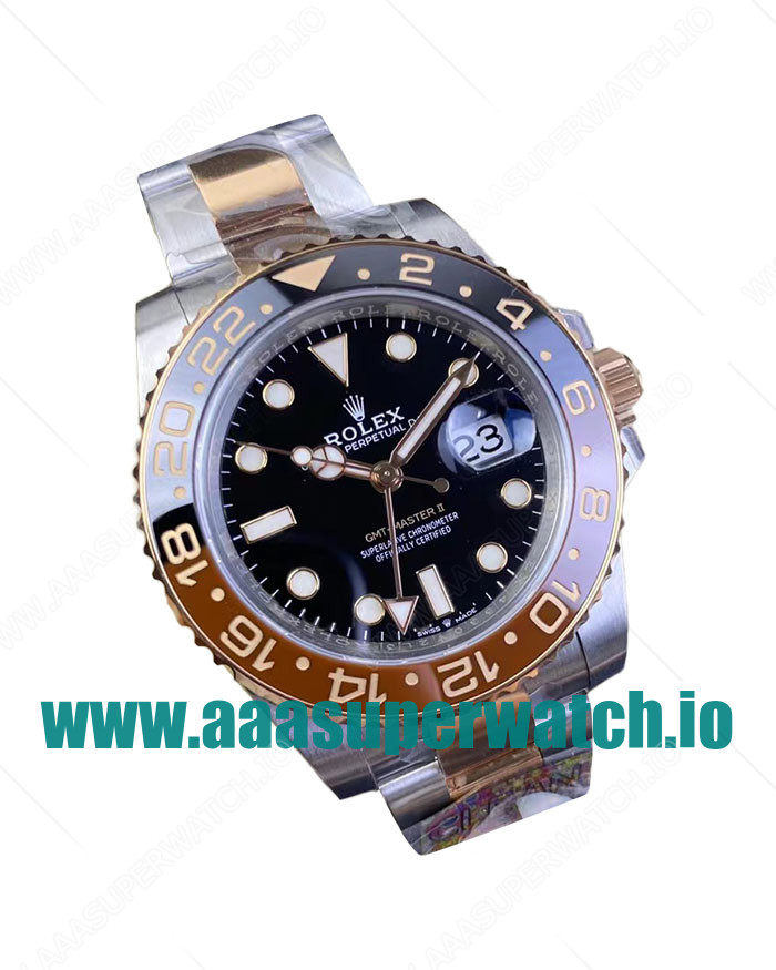 Replica Rolex GMT-Master II 126711CHNR C Factory Stainless Steel & Rose Gold Black Dial Swiss 3186