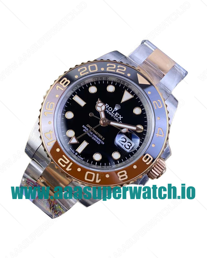Replica Rolex GMT-Master II 126711CHNR C Factory Stainless Steel & Rose Gold Black Dial Swiss 3186