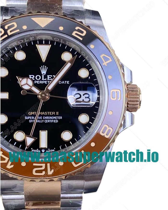 Replica Rolex GMT-Master II 126711CHNR C Factory Stainless Steel & Rose Gold Black Dial Swiss 3186
