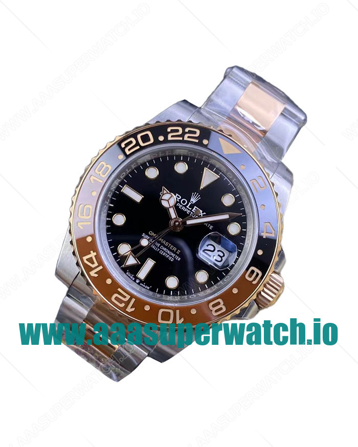 Replica Rolex GMT-Master II 126711CHNR C Factory Stainless Steel & Rose Gold Black Dial Swiss 3186