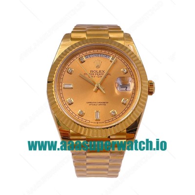 Replica Rolex Day-Date II 218238 41MM KW Yellow Gold Champagne Dial Swiss 3255