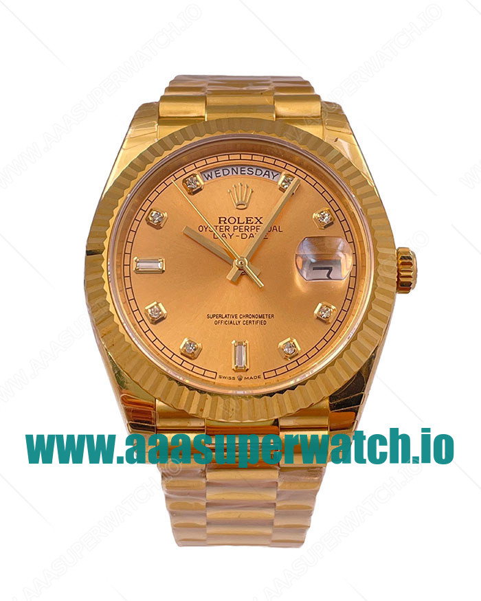 Replica Rolex Day-Date II 218238 41MM KW Yellow Gold Champagne Dial Swiss 3255