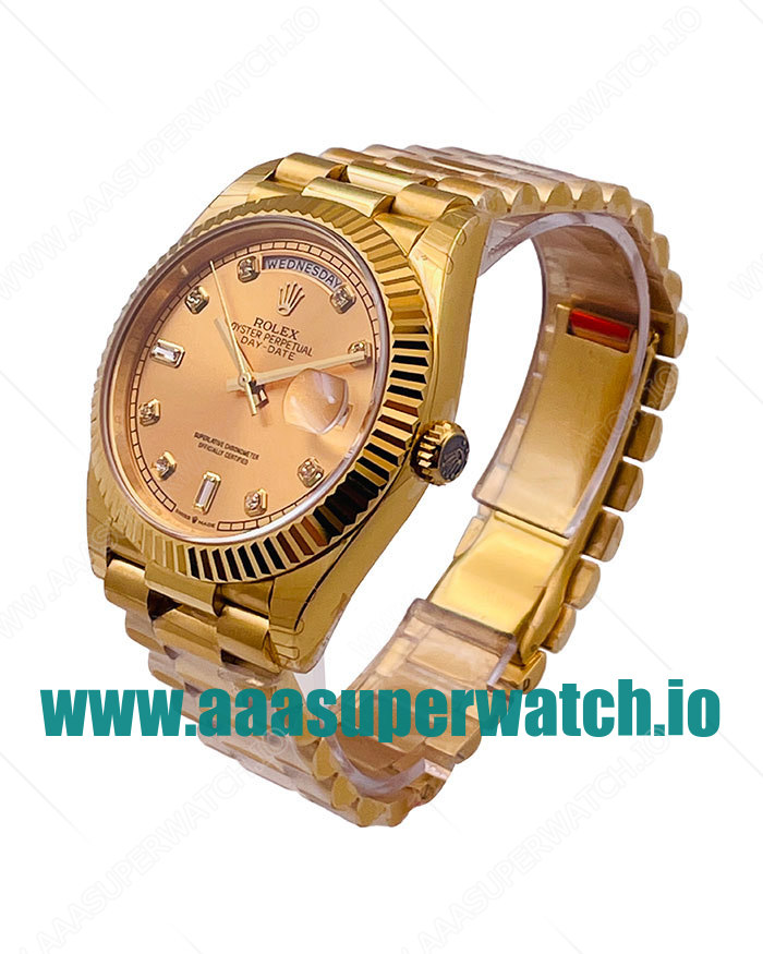 Replica Rolex Day-Date II 218238 41MM KW Yellow Gold Champagne Dial Swiss 3255