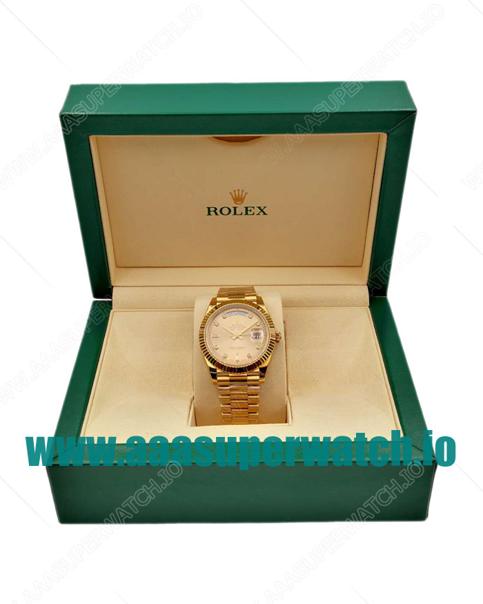 Replica Rolex Day-Date II 218238 41MM KW Yellow Gold Champagne Dial Swiss 3255